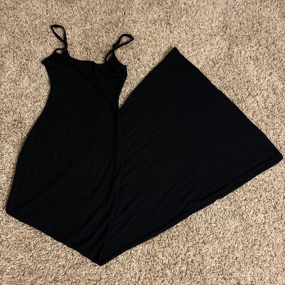 SOFT LOUNGE PETITE LONG SLIP DRESS | ONYX  / XXSP